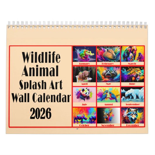 Calendrier Wildlife Animal Lovers Colour Splash Art 2026 (Protection)