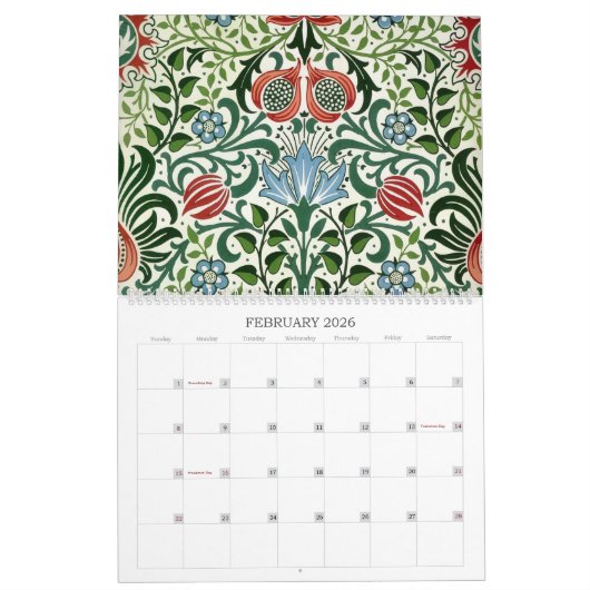 Calendrier William Morris Decorative Arts Custom Year (Feb 2026)