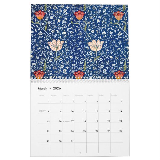 Calendrier William Morris Floral Design (Mar 2026)