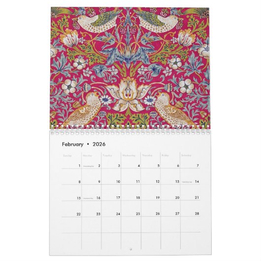 Calendrier William Morris Floral Design (Feb 2026)