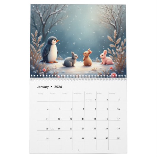 Calendrier Winter Animals Calendar (Jan 2026)