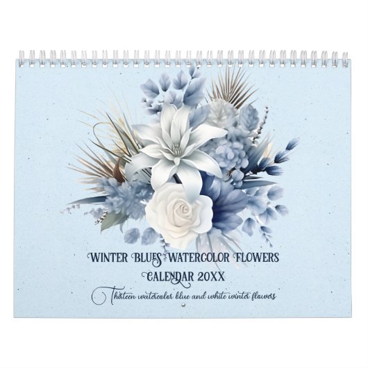 Calendrier Winter Blues Watercolor Flowers 20xx (Protection)