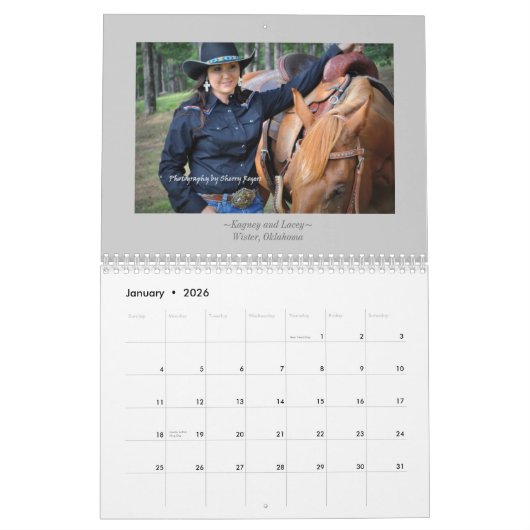 Calendrier ~Women et leurs chevaux d'Oklahoma~ du sud-est (Jan 2026)