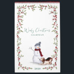 Calendrier Woofy Christmas mignon Aquarelle Chiens coquins<br><div class="desc">Joli et adorable calendrier de Noël Woofy avec chaque mois du calendrier mettant en vedette l'un de nos mignons et adorables chiens malicieux et coquins à l'aquarelle peinte à la main. Au verso du calendrier, on trouve un motif de buffle rouge. Le calendrier de Noël de ce chien espiègle est...</div>