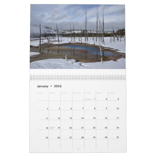 Calendrier Yellowstone et Tetons (Jan 2026)