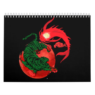 Calendrier yin yang koi fish japonais style d'art équilibre