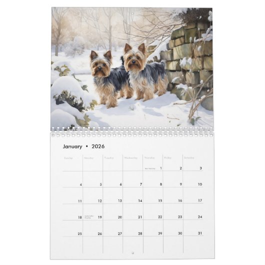 Calendrier Yorkshire Terrier, n'importe quelle ann (Jan 2026)
