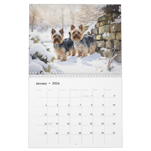 Calendrier Yorkshire Terriers 2026 (Jan 2026)