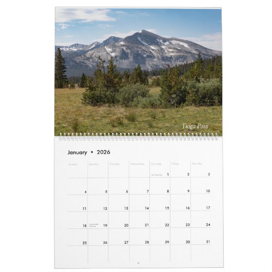 Calendrier Yosemite (Jan 2026)