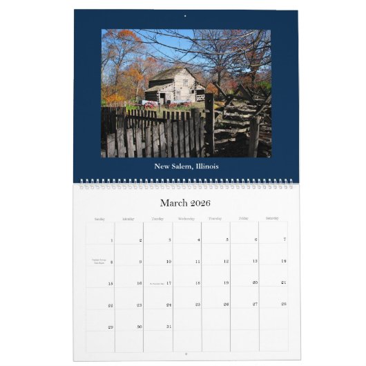 Calendrier Young M. Lincoln—New Salem to Springfield Calend (Mar 2026)