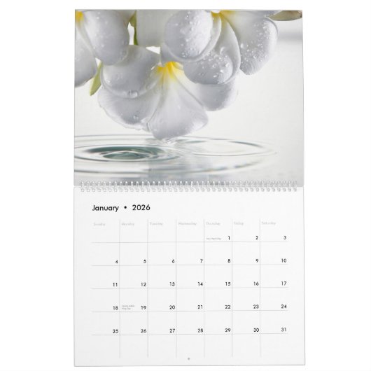 Calendrier Zen Plumeria (Jan 2026)