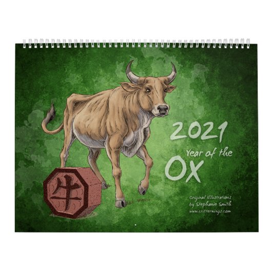 Calendrier Zodiac chinois 2021 : Année de l'oeuvre d'Ox (Protection)