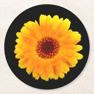 Calendula officinalis ronde kartonnen onderzetter