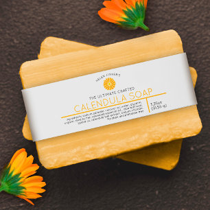 Calendula soap yellow schoonheidsproduct label ban uitnodigingen wikkel