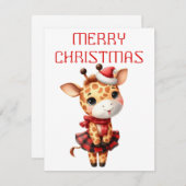 Calf Giraffe - Carte de Noël (Devant / Derrière)