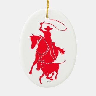 Calf Roper Red Keramisch Ornament