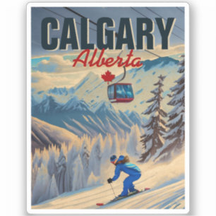 Calgary Alberta Canada Skisouvenirs jaren 50 Sticker