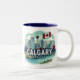 Calgary Alberta Canada Tweekleurige Koffiemok