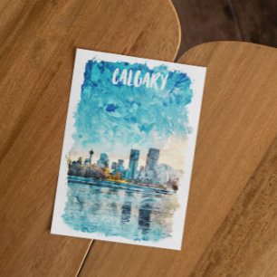 Calgary Alberta Canada Waterverf City Uitzicht Briefkaart