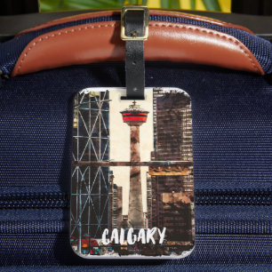 Calgary Alberta Canada Waterverf reizen Bagagelabel