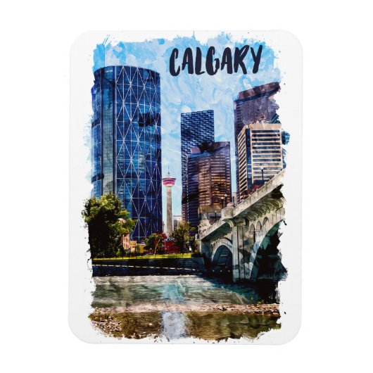 Calgary Alberta Cityscape Skyline Magneet (Verticaal)