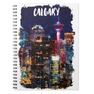 Calgary Alberta Skyline bij nacht Notitieboek
