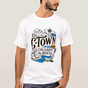 Calgary Alberta Symbolen Met Westelijke Bergtop T-shirt