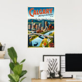 Calgary Canada Affiche d'art de voyage rétro (Bureau à domicile)