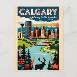 Calgary Canada Retro Reisposter Kunst Briefkaart