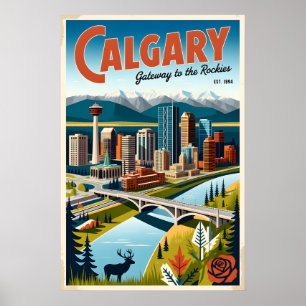 Calgary Canada Retro Reisposter Kunst Poster