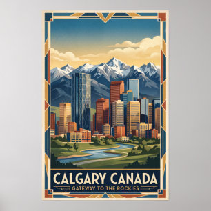 Calgary Canada Retro Reizen Poster