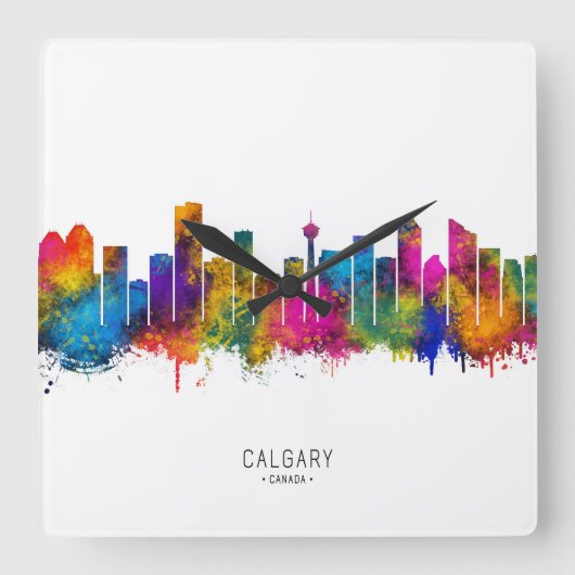 Calgary Canada Skyline Vierkante Klok (Voorkant)