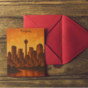 Calgary Canada Vintage Travel Cityscape Briefkaart