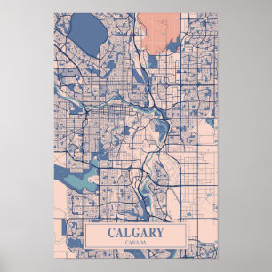 Calgary Canada Winderige Stad Kaart Reizen Poster