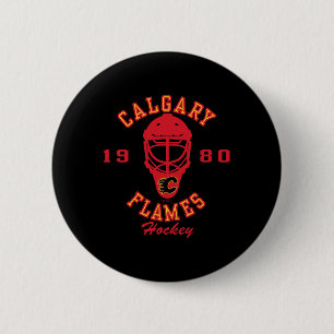 Calgary Flames Hockey Masker Witte Nhl Officieel G Ronde Button 5,7 Cm