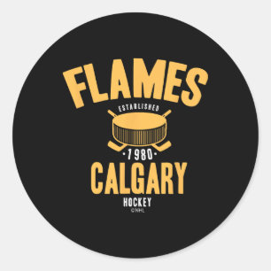 Calgary Flames Hockey Puck Nhl Officieel Gelicenti Ronde Sticker