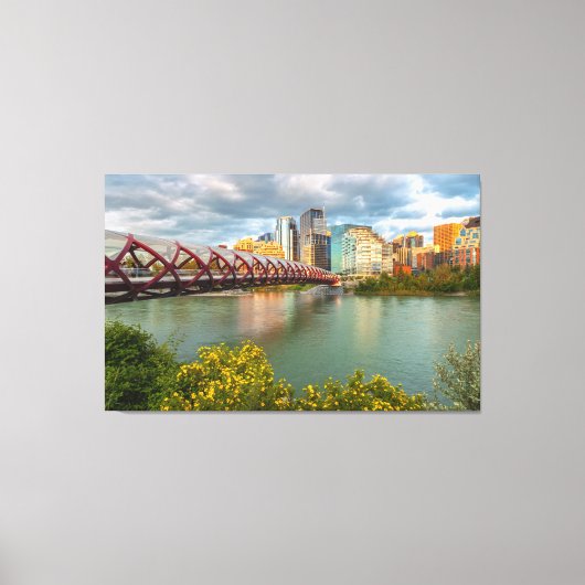 Calgary Peace Bridge en het stadsbeeld Canvas Afdruk (Voorkant)