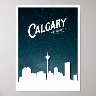 Calgary skyline by night - Affiche
