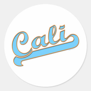 Cali California Surfer Logo in Blue Ronde Sticker