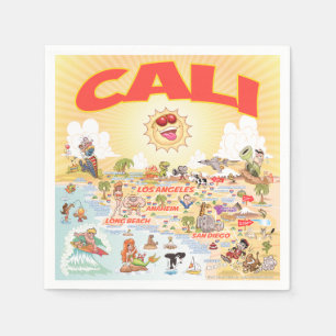 Cali Cartoon California Paper Napkin Servet