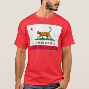 Cali Cat T - shirts California Catifornia, vlag