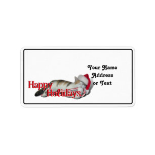 Cali de Calico Kerstkat (met tekst) Etiket