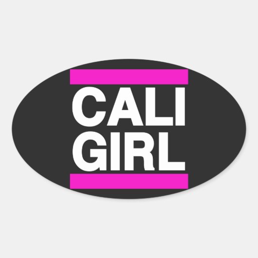 Cali Girl Pink Ovale Sticker (Voorkant)