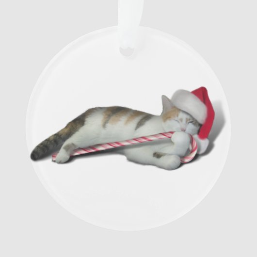 Cali, het Kat met kerstsnoepriet Ornament (voorkant)