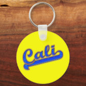 Cali Logo Blue Wave op Gele Sleutelhanger (Voorkant)