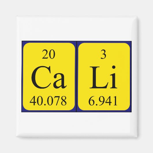 Cali periodieke tabelnaam magneet (Voorkant)