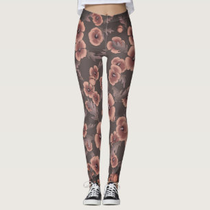 Cali Poppies Oversize Print in grijs & zalm Leggings