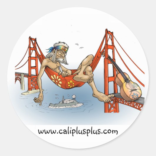 Cali++ SF Hippie Ronde Sticker (Voorkant)