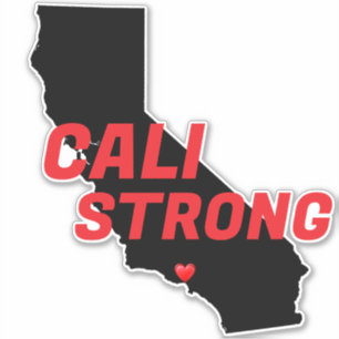 CALI STRONG Red Block CA Solid Heart Sticker