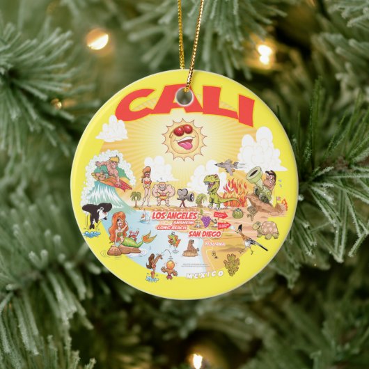 CALI Sunny California Round Ceramic Ornament (Boom)